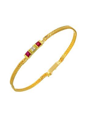 Tiffany & Co Diamond Ruby Bracelet 16.5 14k Yellow Gold